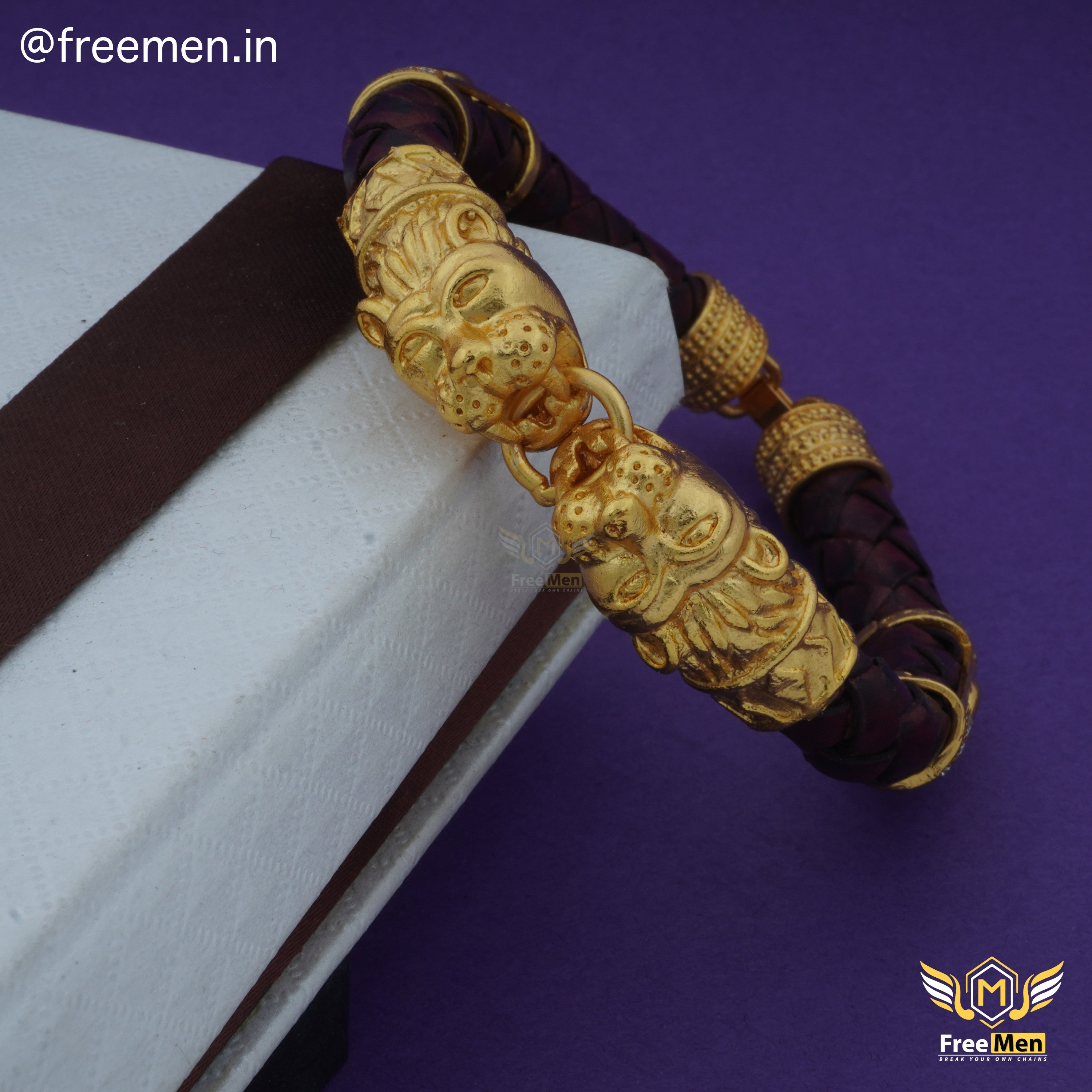 Fashion Lion Head Bracelet Men's Bead Weaving Leather - Temu